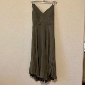 Olive Green Lace-up Midi Dress